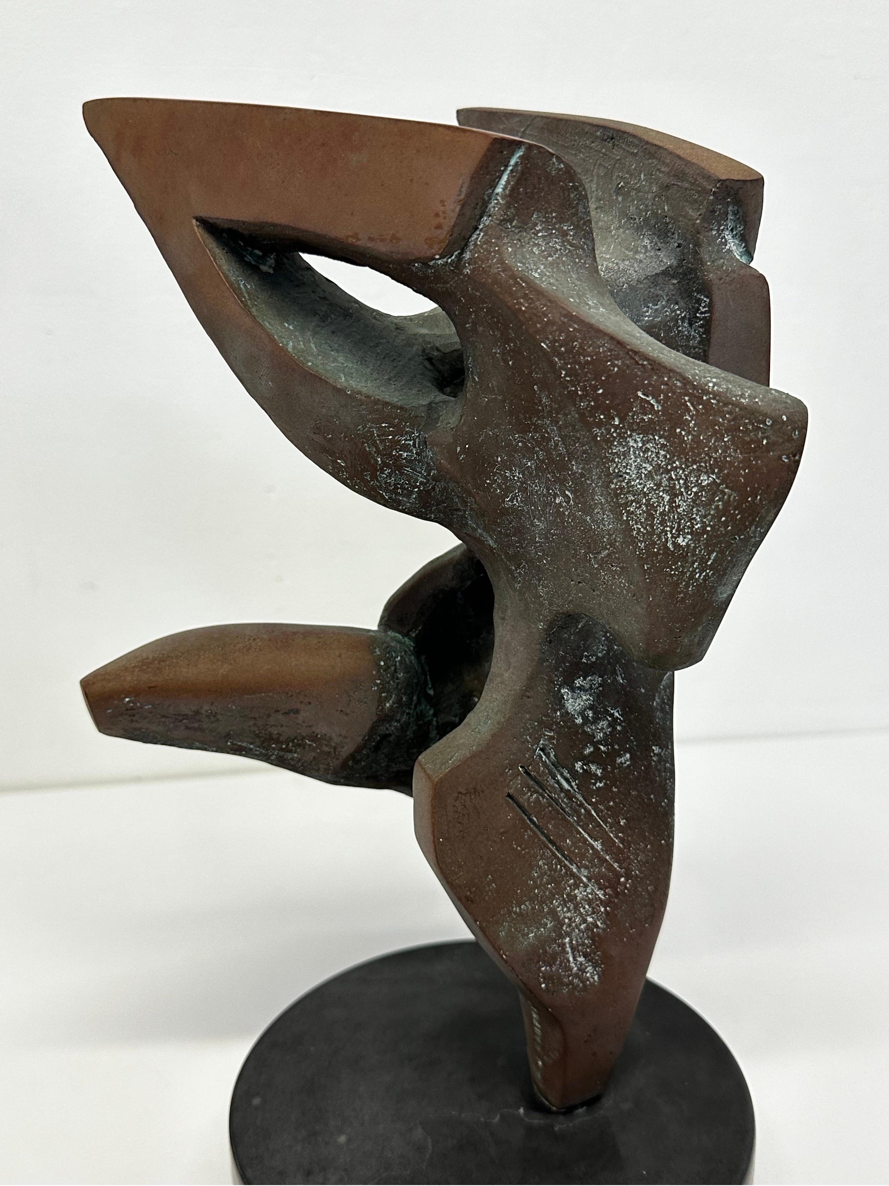 Copper and Bronze Abstract Dancer Sculpture Signed Kaufman For Sale 1