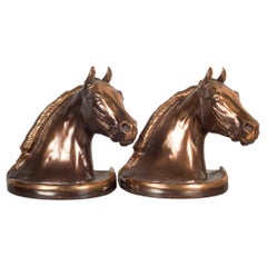 Antique Copper and Bronze Plated Horse Head Bookends by Glady's Brown and Dodge c.1946