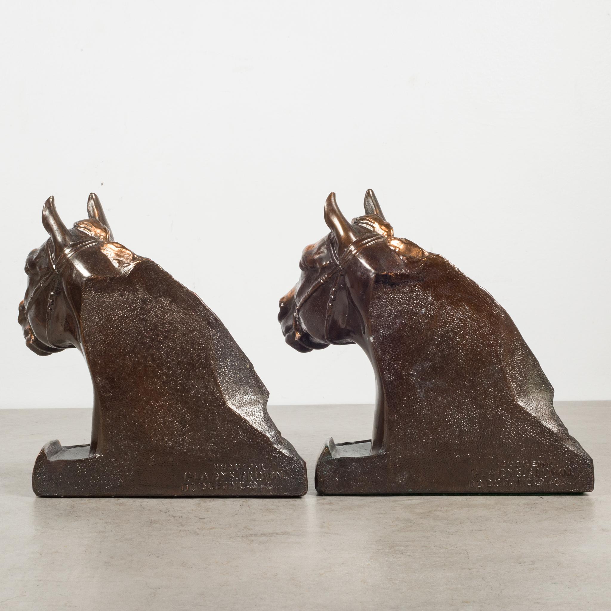 bronze horse head bookends