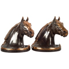 Copper and Bronze-Plated Horse Head Bookends by Gladys Brown for Dodge Inc, 1946