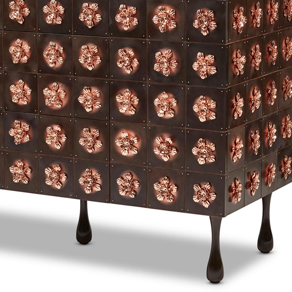 Copper and Burnished Steel, Contemporary Grande Rosette Sideboard by Egg Designs For Sale 4