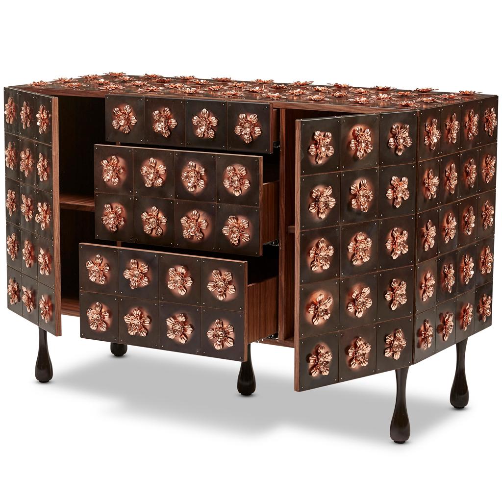 Copper and Burnished Steel, Contemporary Grande Rosette Sideboard by Egg Designs For Sale 2