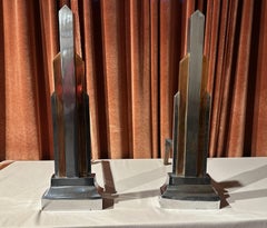 Copper and Chrome "Skyscraper" Andirons by Donald Deskey
