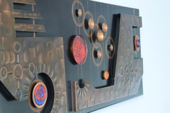 Copper and Enamel Abstract Brutalist Wall Sculpture /Object Wall Hanging, 1970s