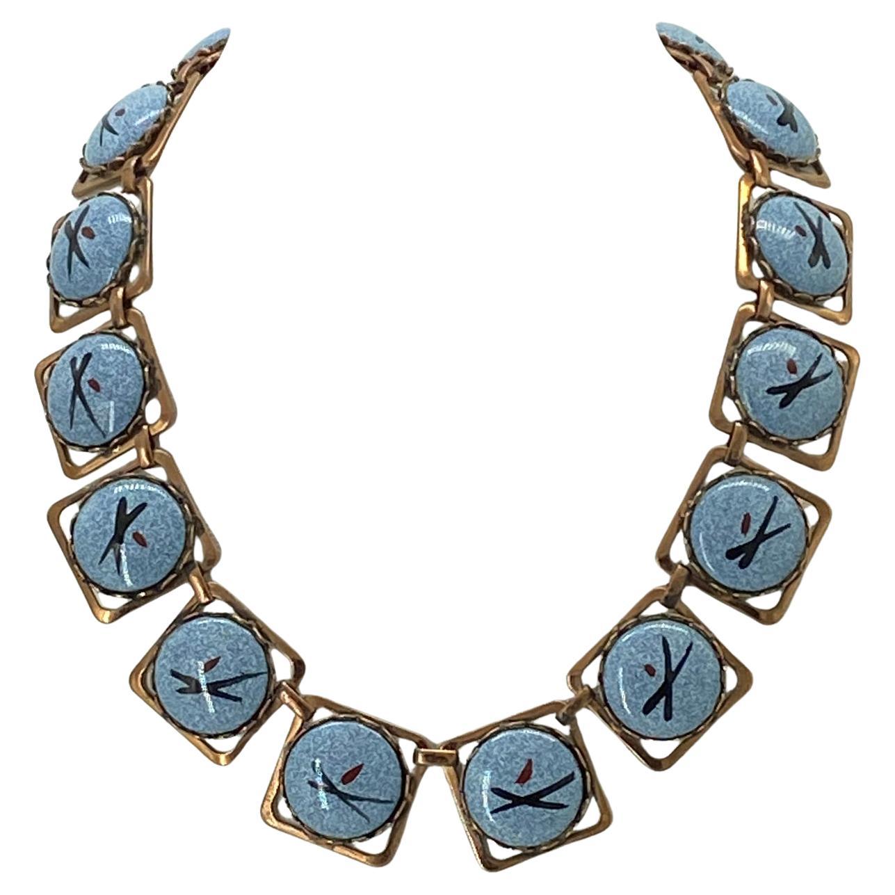 Collar de eslabones de cobre y esmalte Artes y manualidades en venta