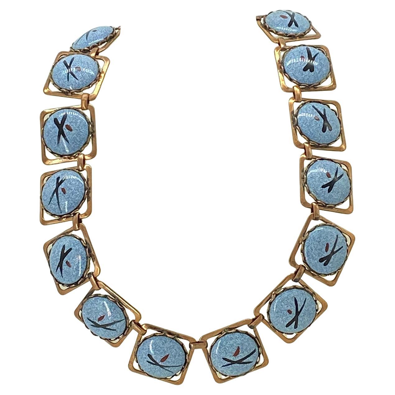 De las mujeres Collar de eslabones de cobre y esmalte en venta