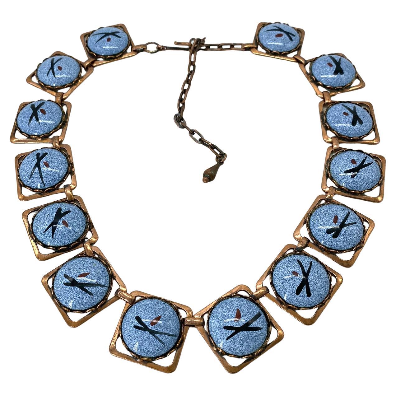 Collar de eslabones de cobre y esmalte en venta 1