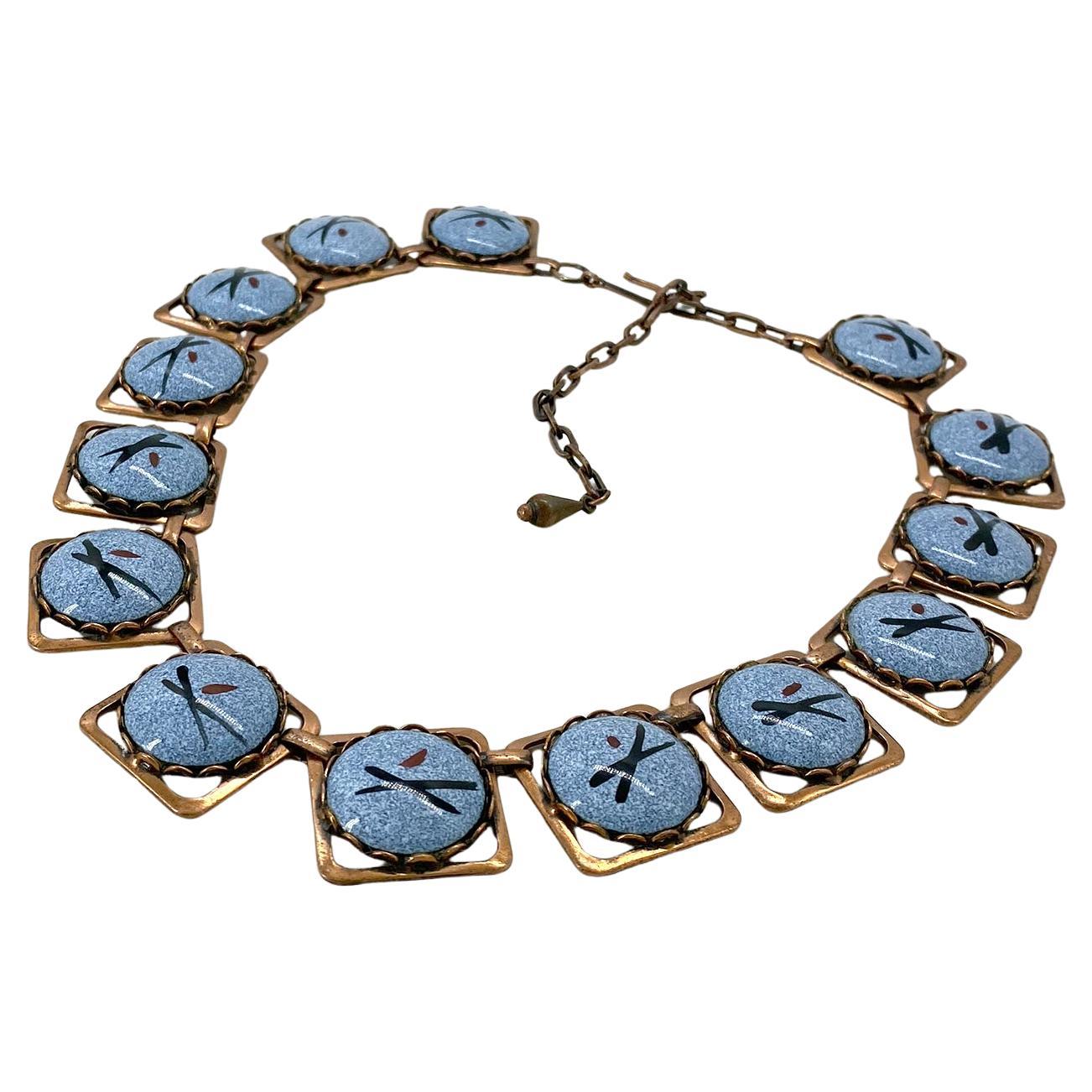 Collar de eslabones de cobre y esmalte en venta 2
