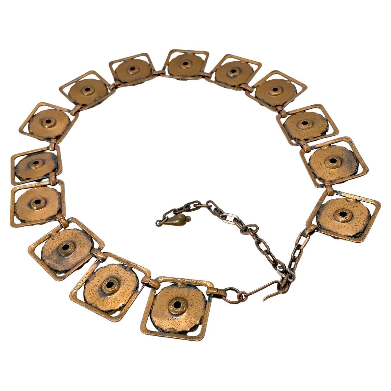 Collar de eslabones de cobre y esmalte en venta 3