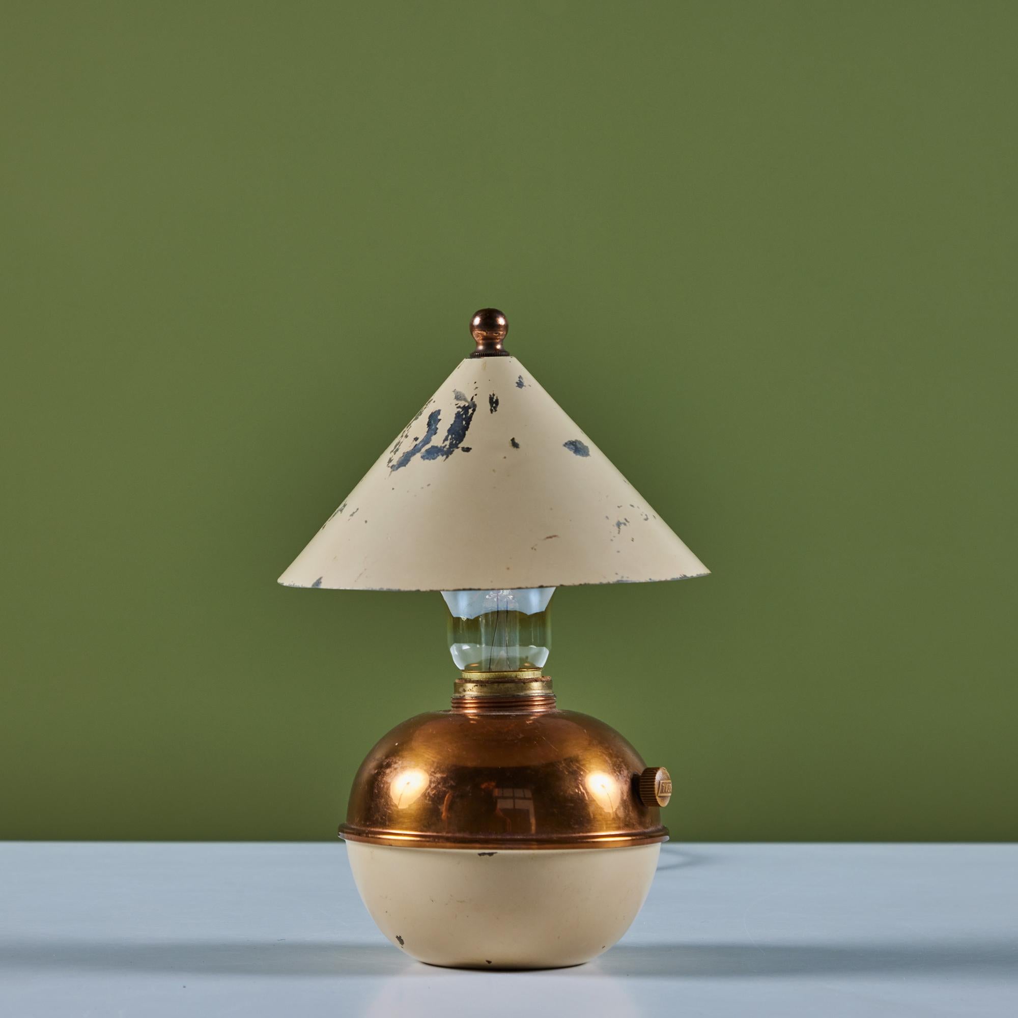 Art Deco Copper and Enamel Shade Glow Lamp by Ruth Gerth for Chase