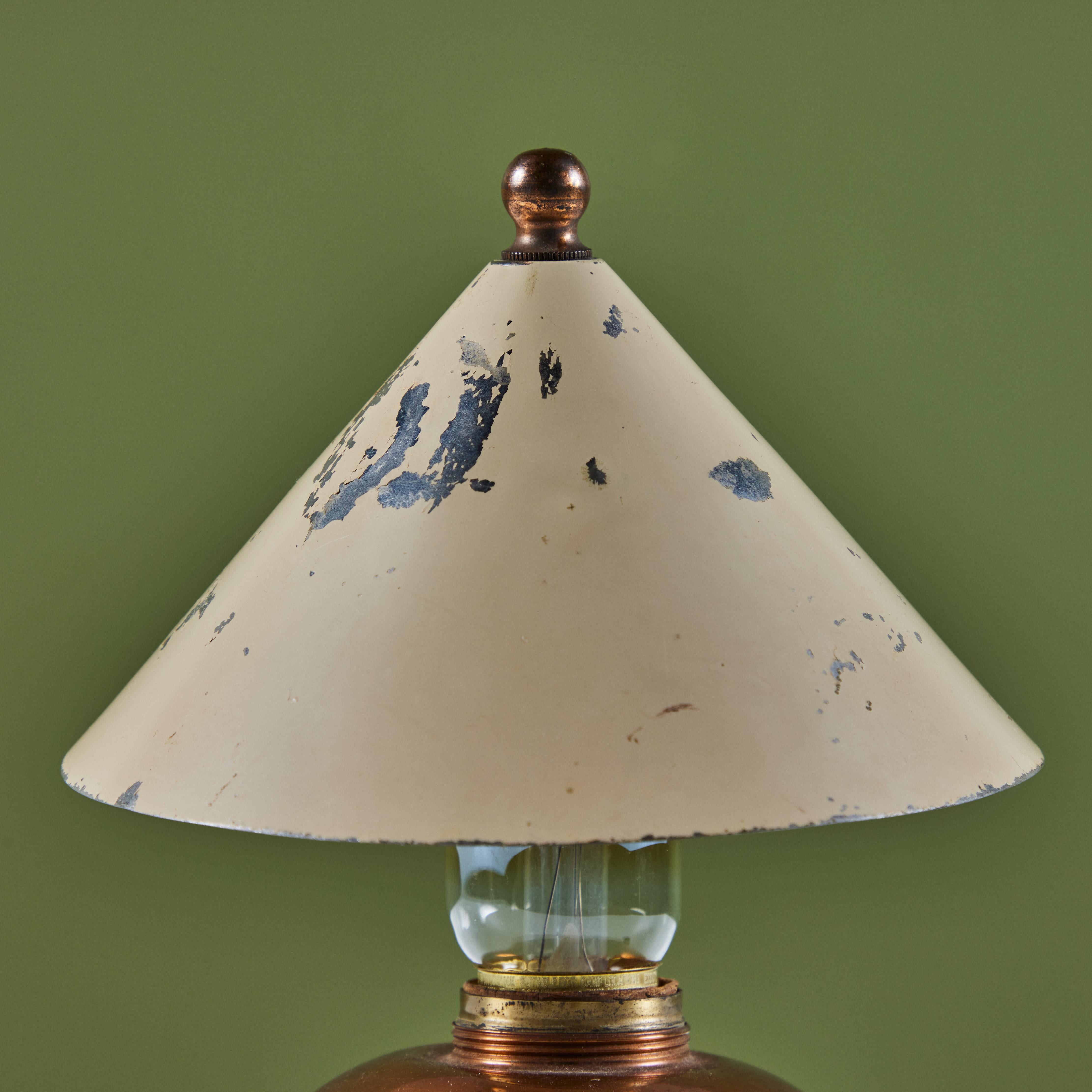 Copper and Enamel Shade Glow Lamp by Ruth Gerth for Chase 1