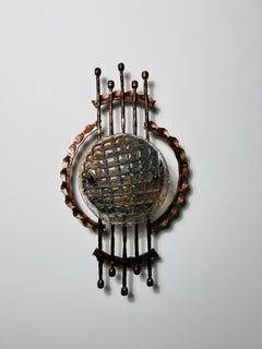Copper and Glas Brutalist Wall Lamp, Germany, 1970s