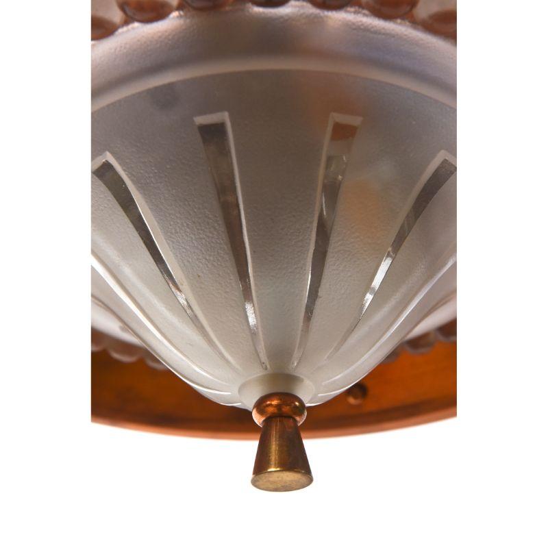 Copper and Glass Art Deco Petitot Pendant For Sale 1