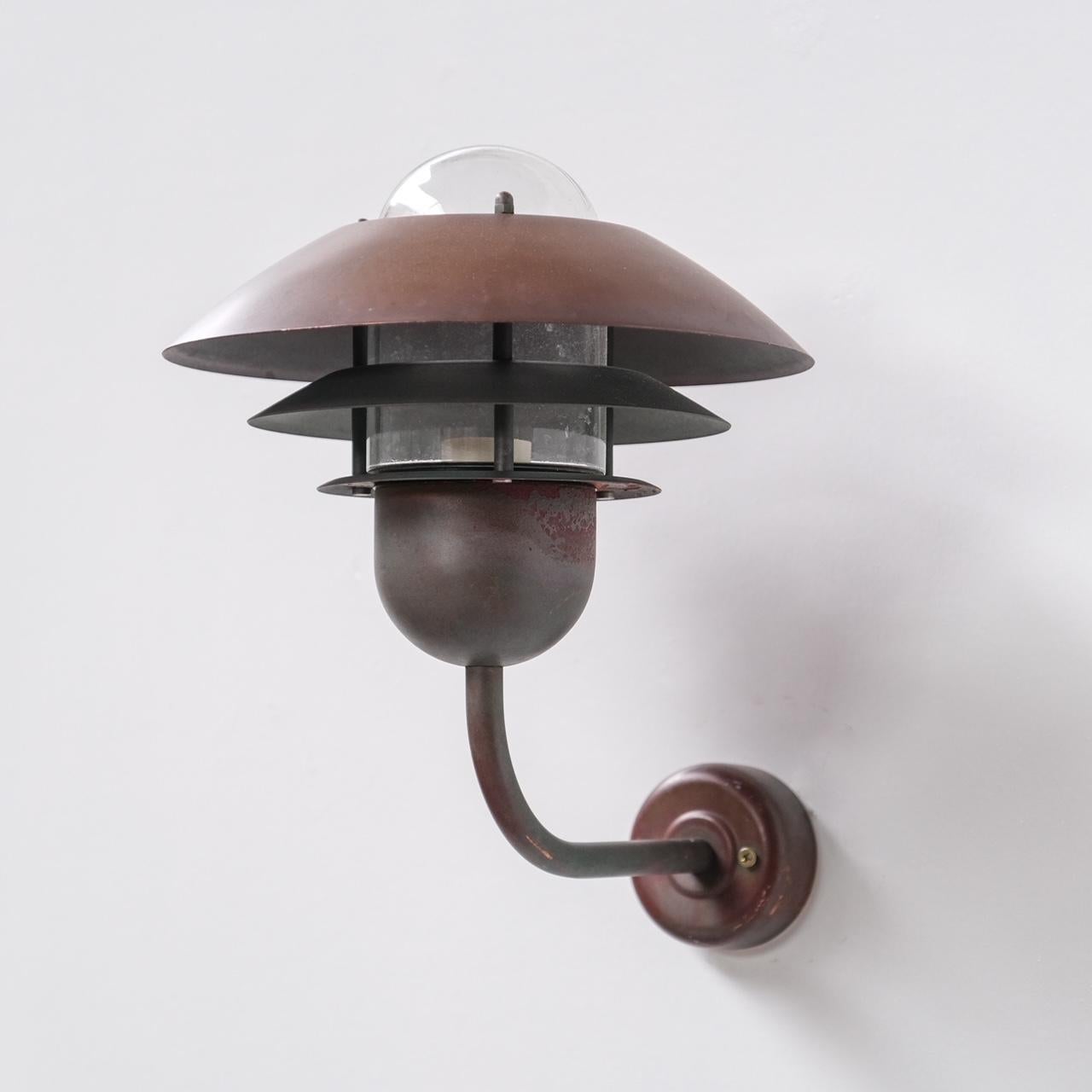 Late 20th Century Copper and Glass Danish Wall Lights '3 Available'