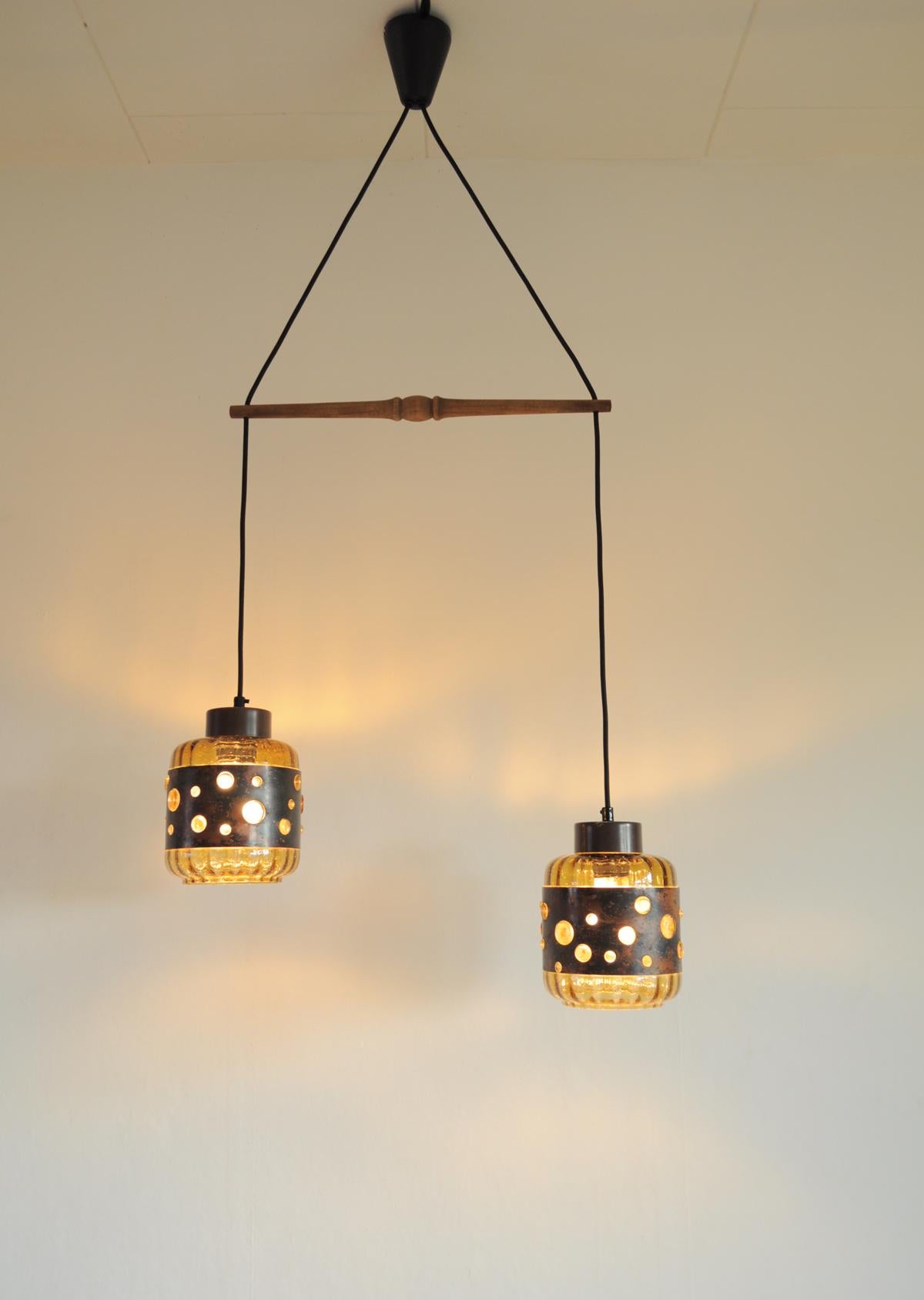 Copper and Glass Pendant Set by Nanny Still for RAAK In Good Condition In Vordingborg, DK