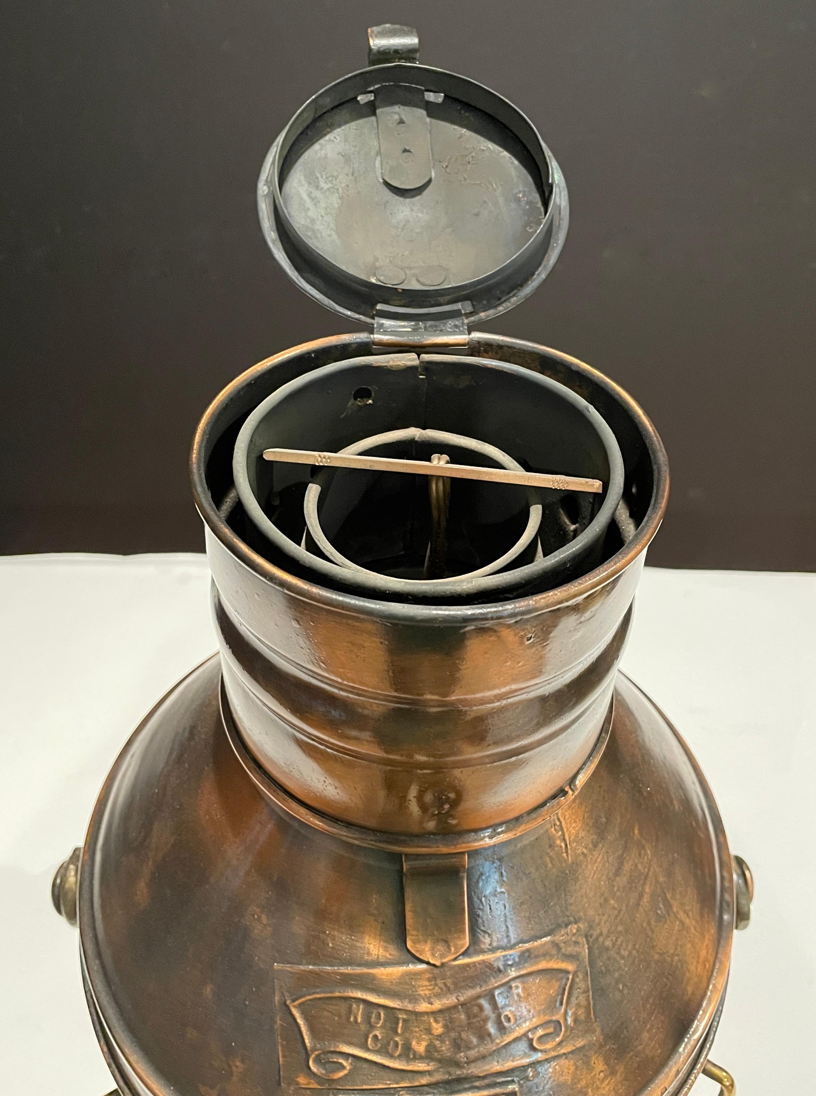 19th Century Copper and Glass Ship's Lantern by Meteorite For Sale