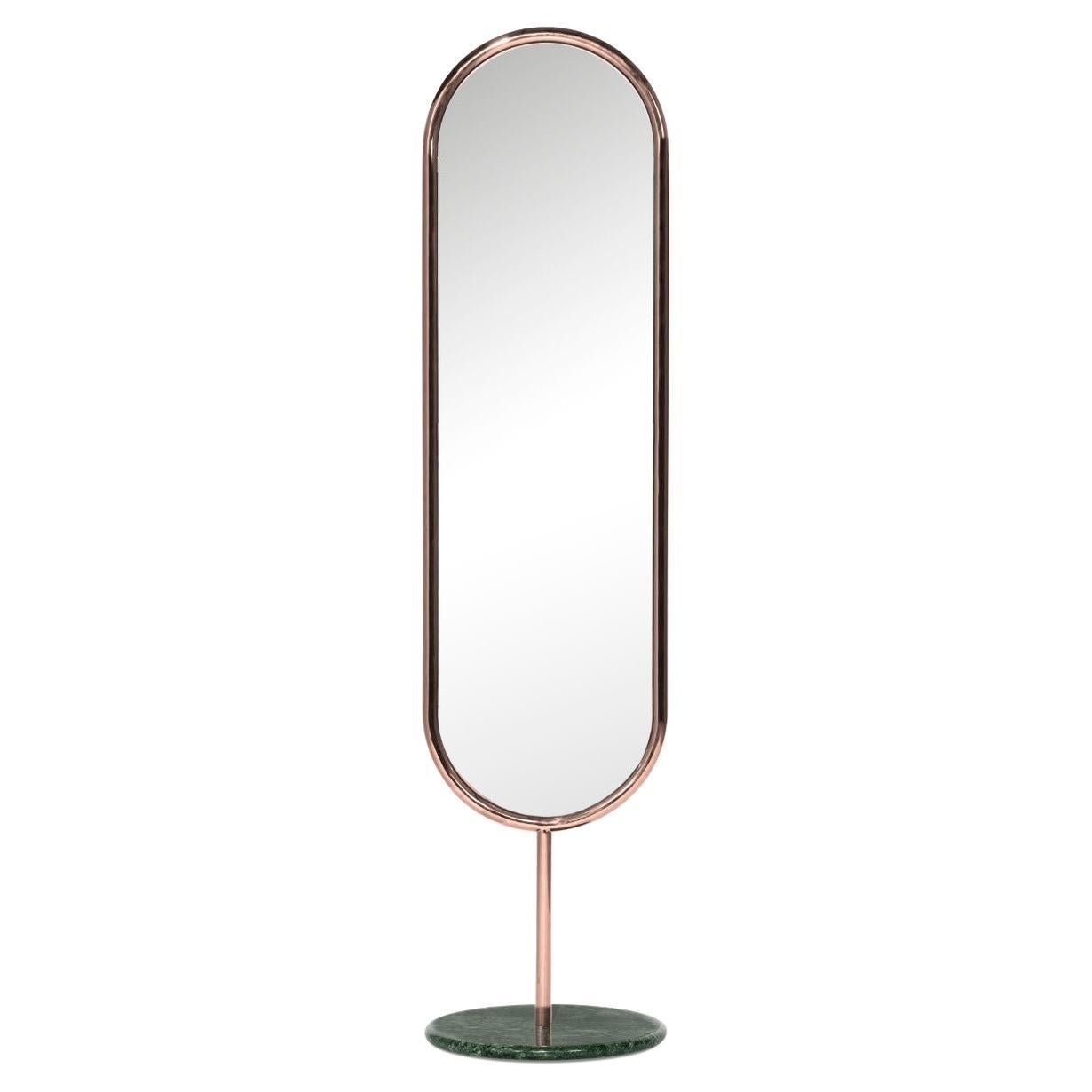 Copper and Green Marble Marshmallow Floor Mirror, Royal Stranger For Sale
