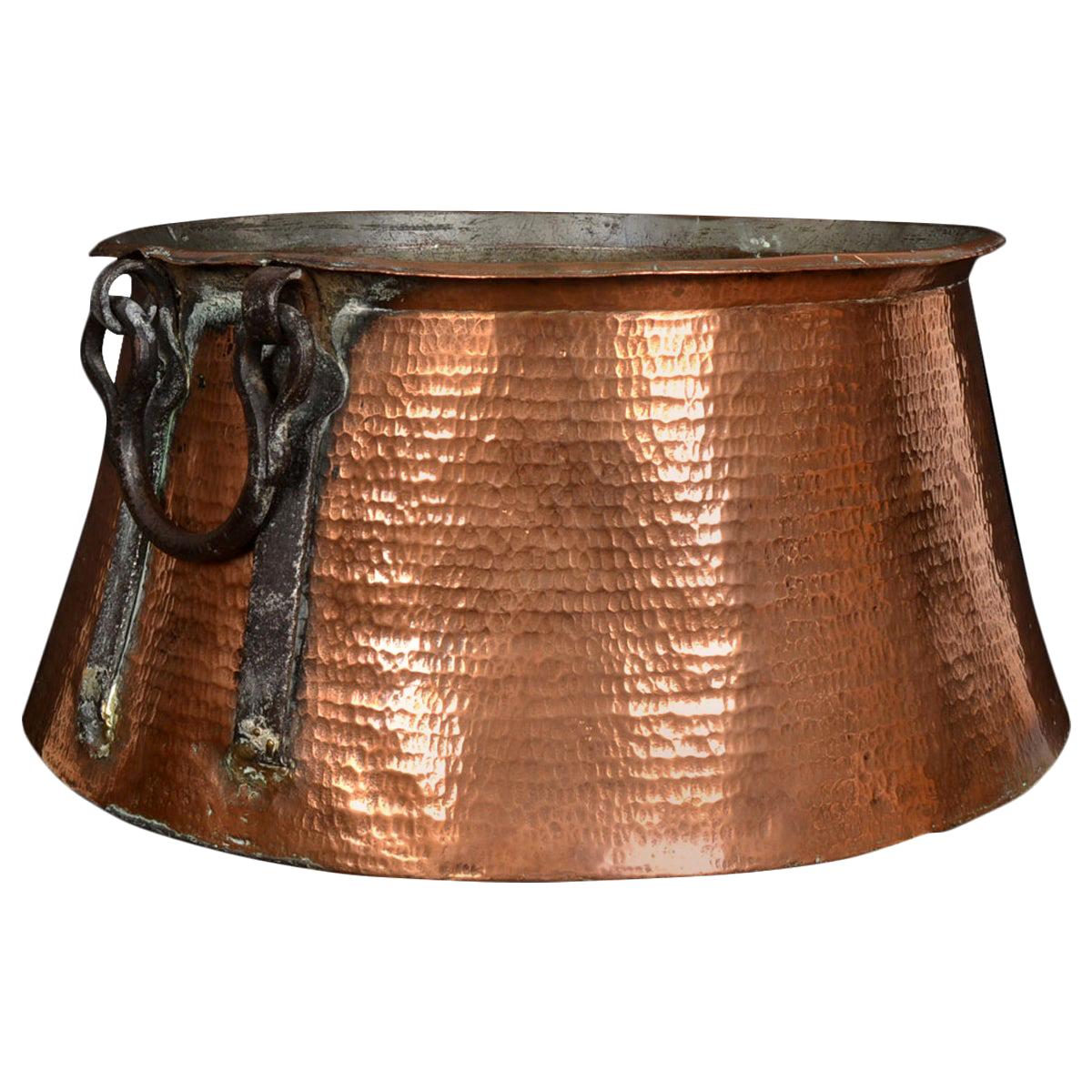 Copper and Iron Mounted Log Bin For Sale