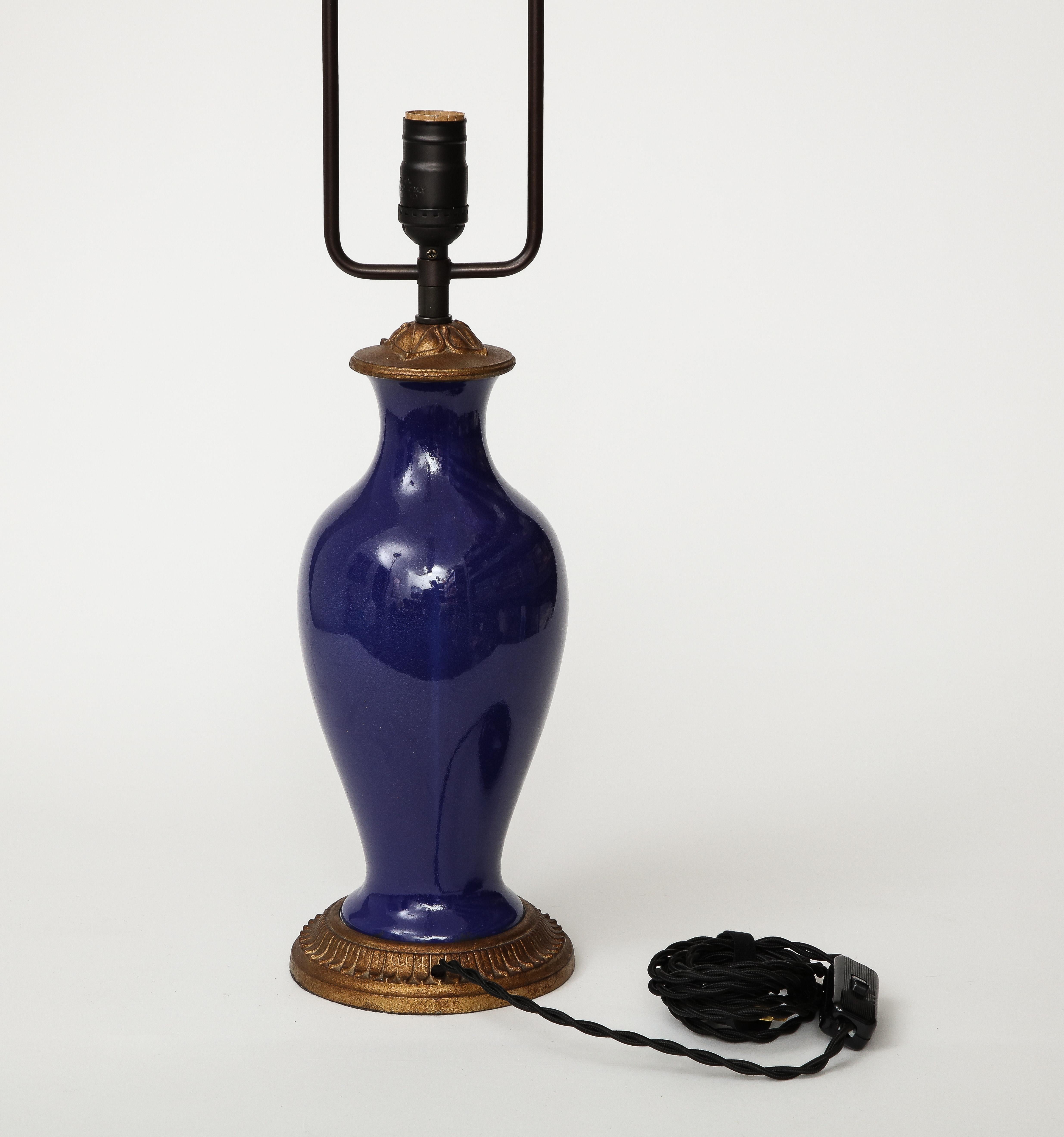 Copper and Lapis Blue Enamel Table Lamp, 20th C. For Sale 5