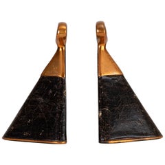 Vintage Copper and Leather Bookends by Ben Seibel for Raymor