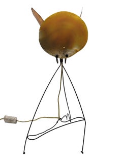 Copper and Mother of Pearl Flower Shaped Table Lamp, Italy 1970s