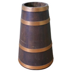 Antique Copper and Oak Barrel Stick Stand  This  good looking piece is cone shaped
