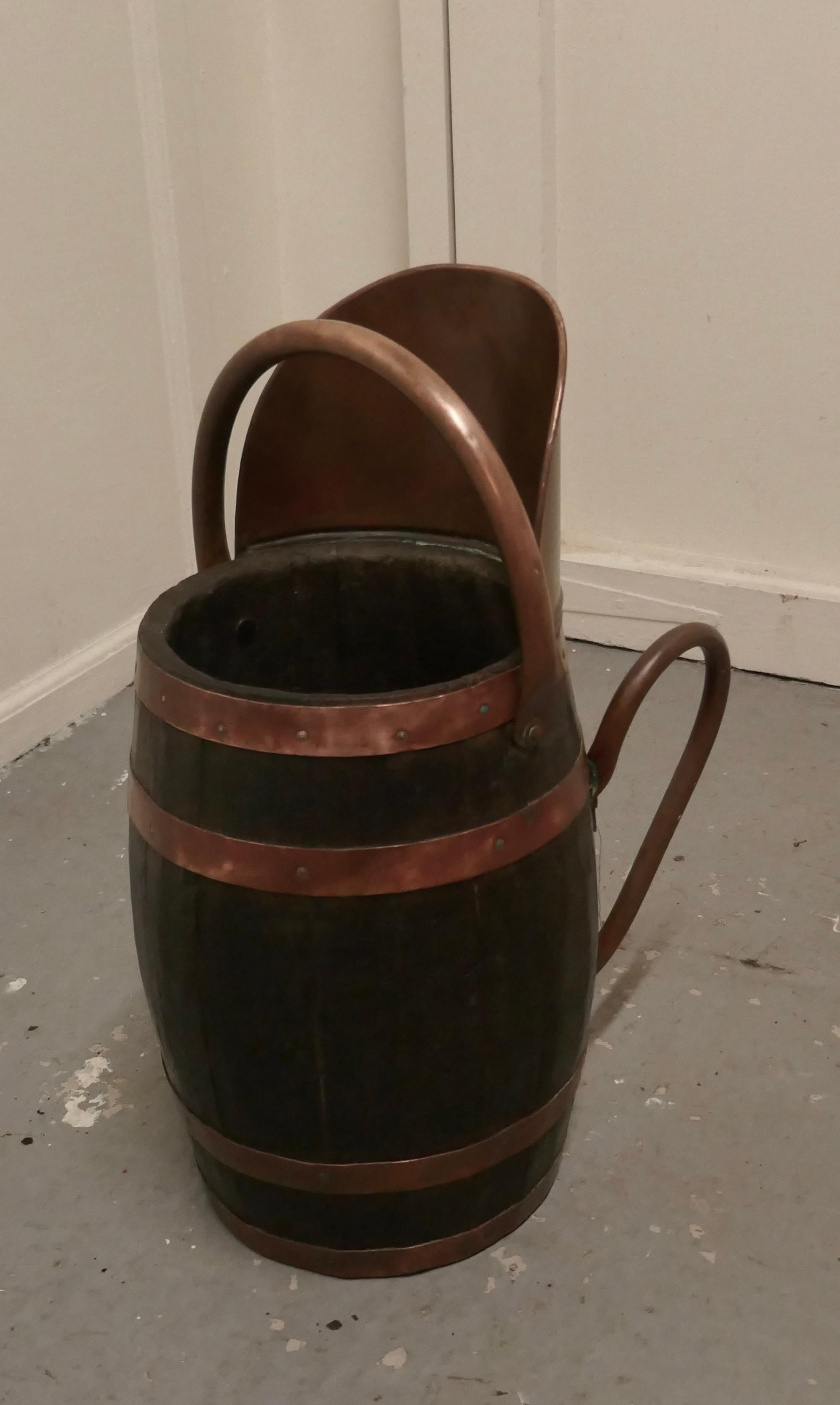 Copper and Oak Bucket / Hod for Coal 2