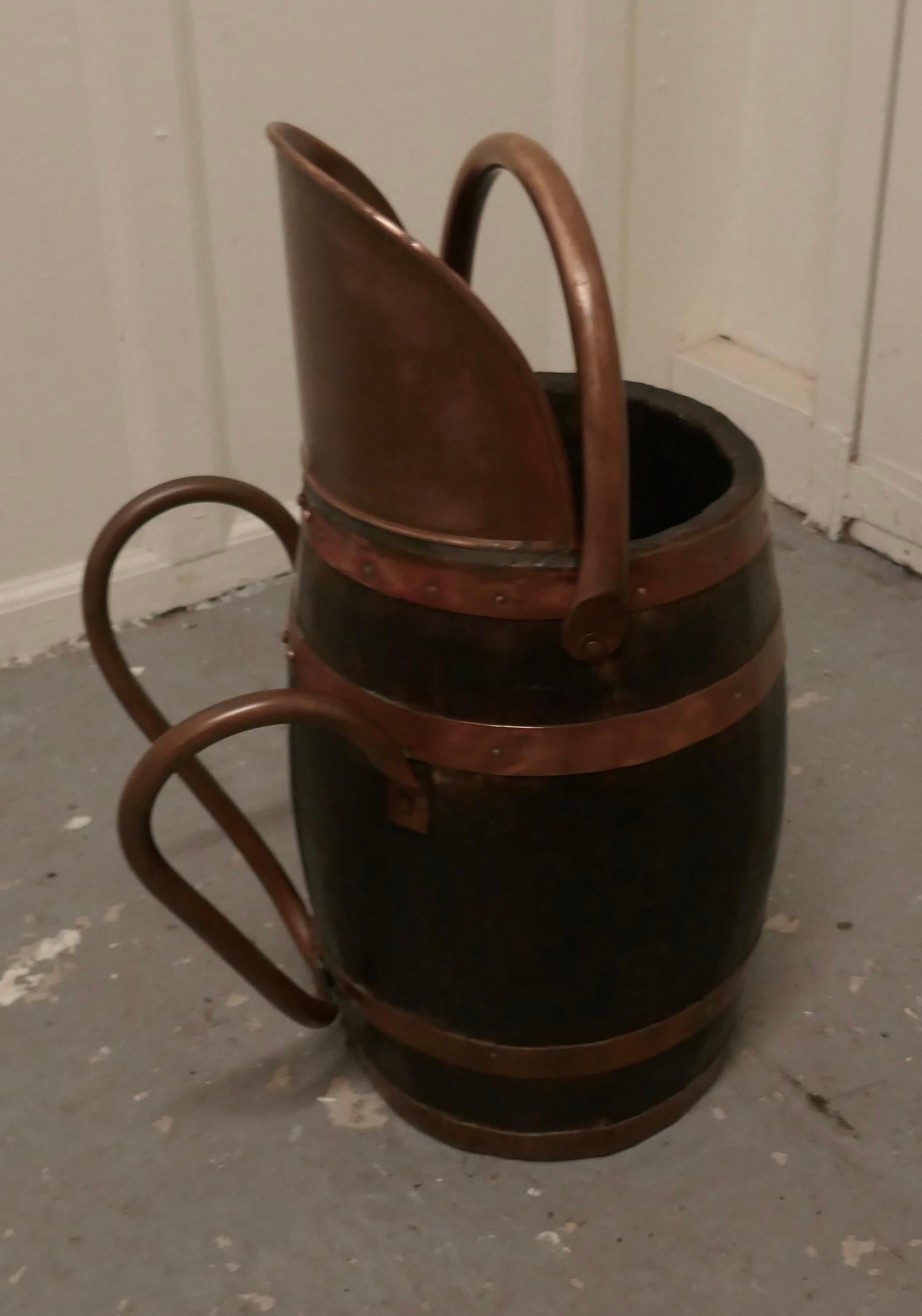 Copper and Oak Bucket / Hod for Coal 3