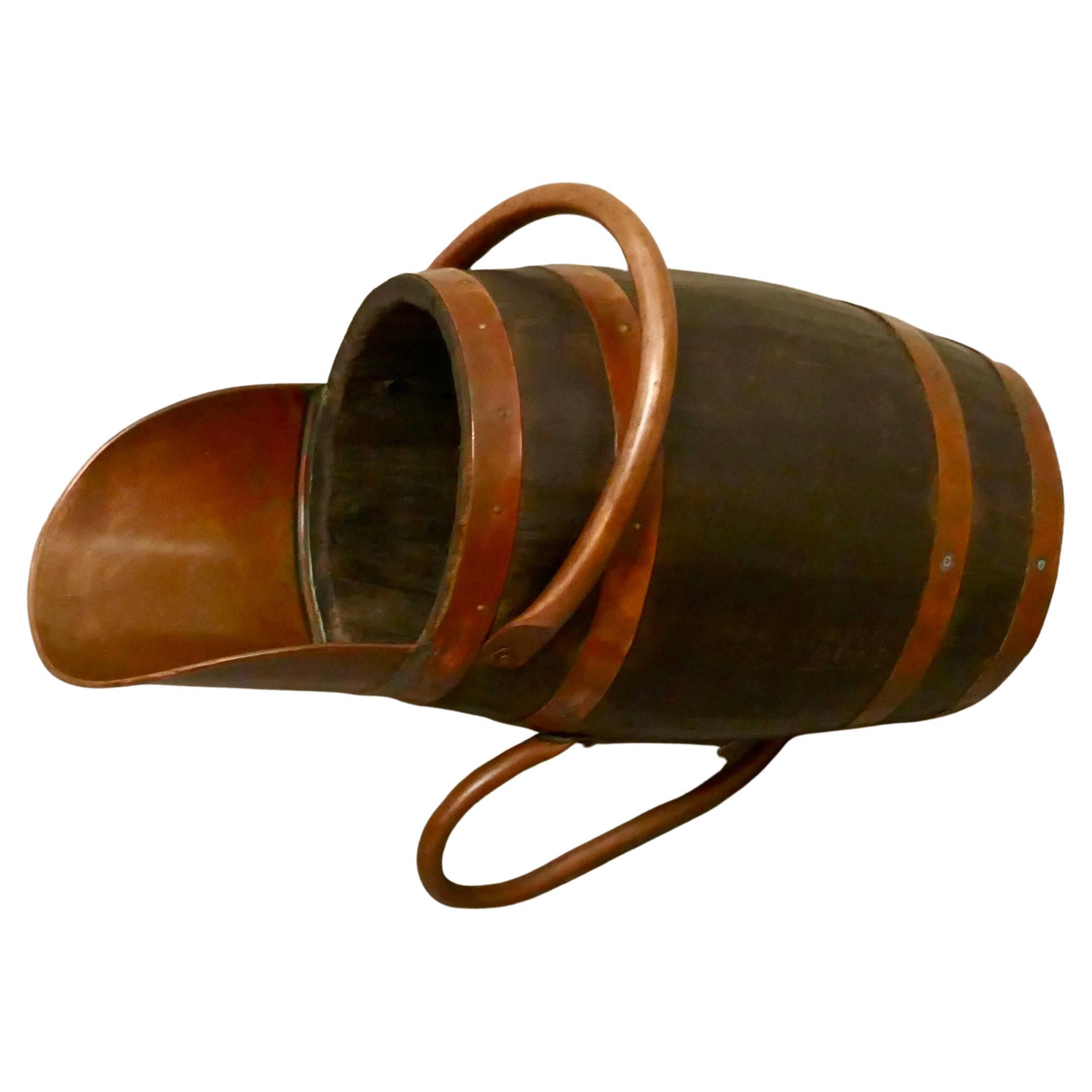 Copper and Oak Bucket / Hod for Coal at 1stDibs
