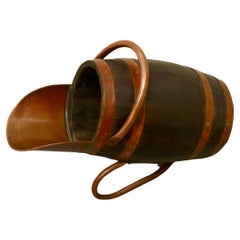 Antique Copper and Oak Bucket / Hod for Coal