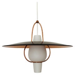 Copper and Opaline Glass Pendant Lamp