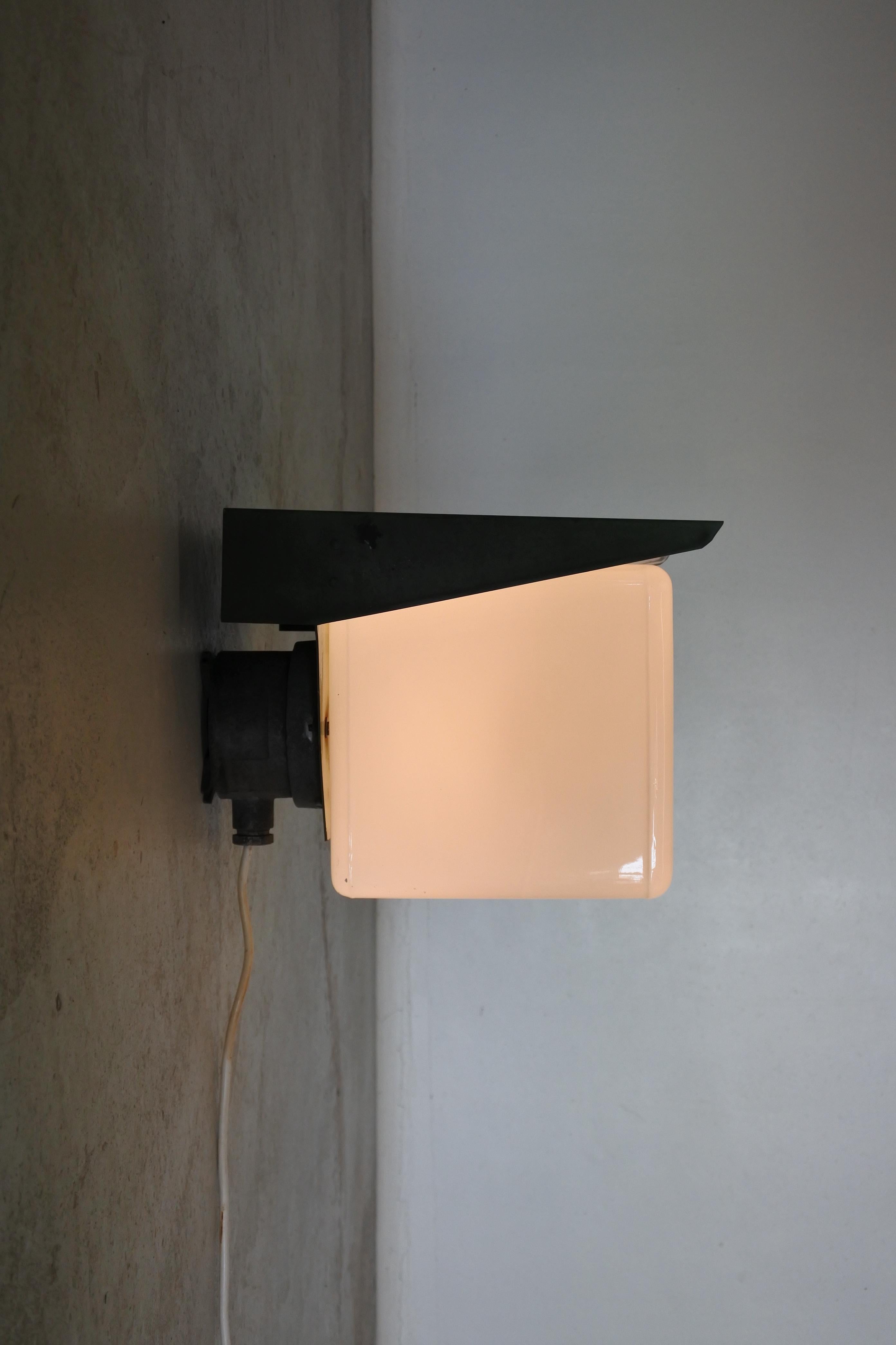 Finnish Copper and Opaline Glass Wall Lamp by Itsu, Finland, 1950s For Sale