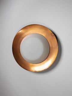 Copper and Opaline Wall / Ceiling Lamp by Candle, Italy, 1950s