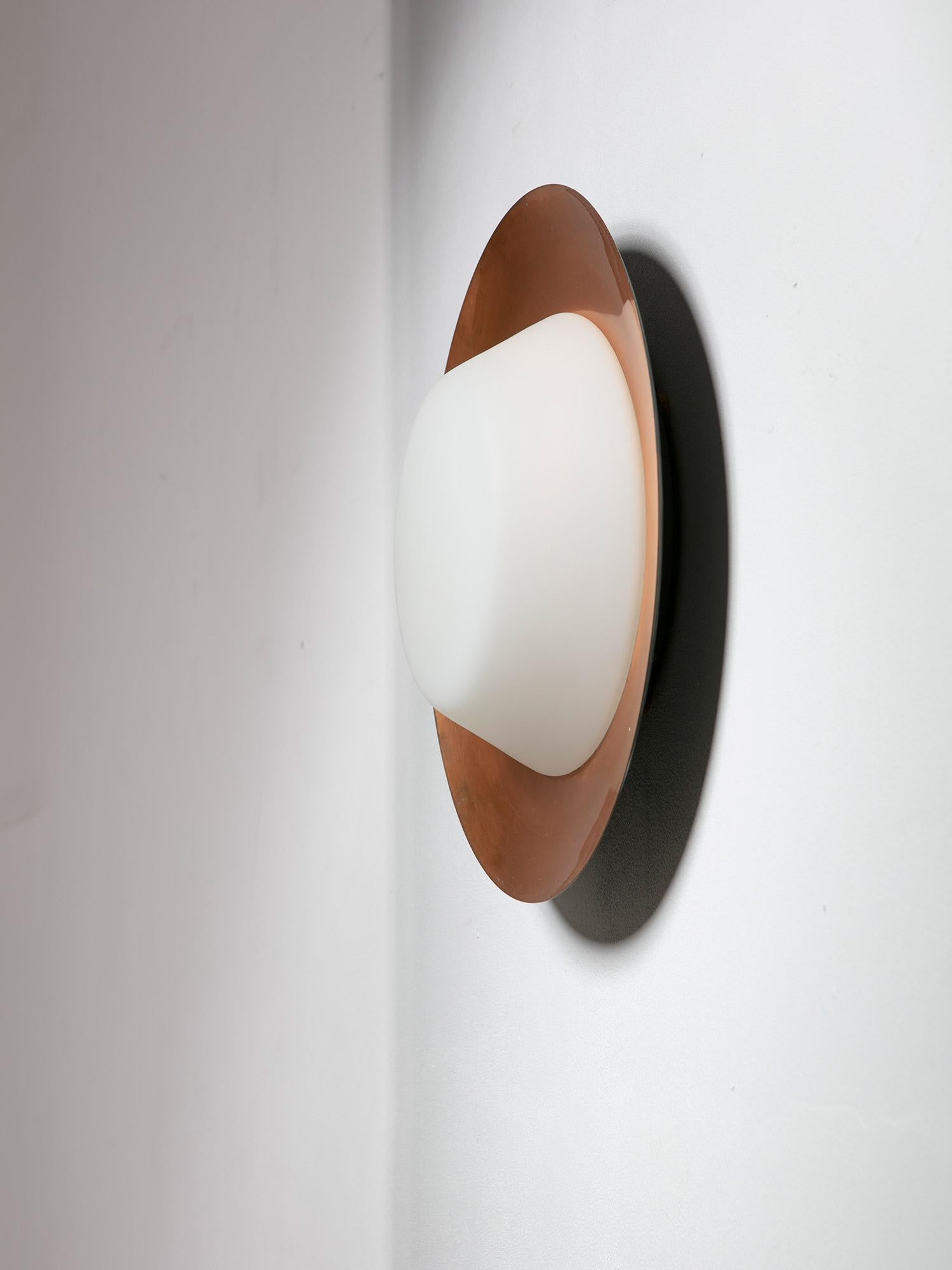 Lámpara de Pared / Techo de Cobre y Opalina by Candle, Italia, Años 50 Italiano en venta