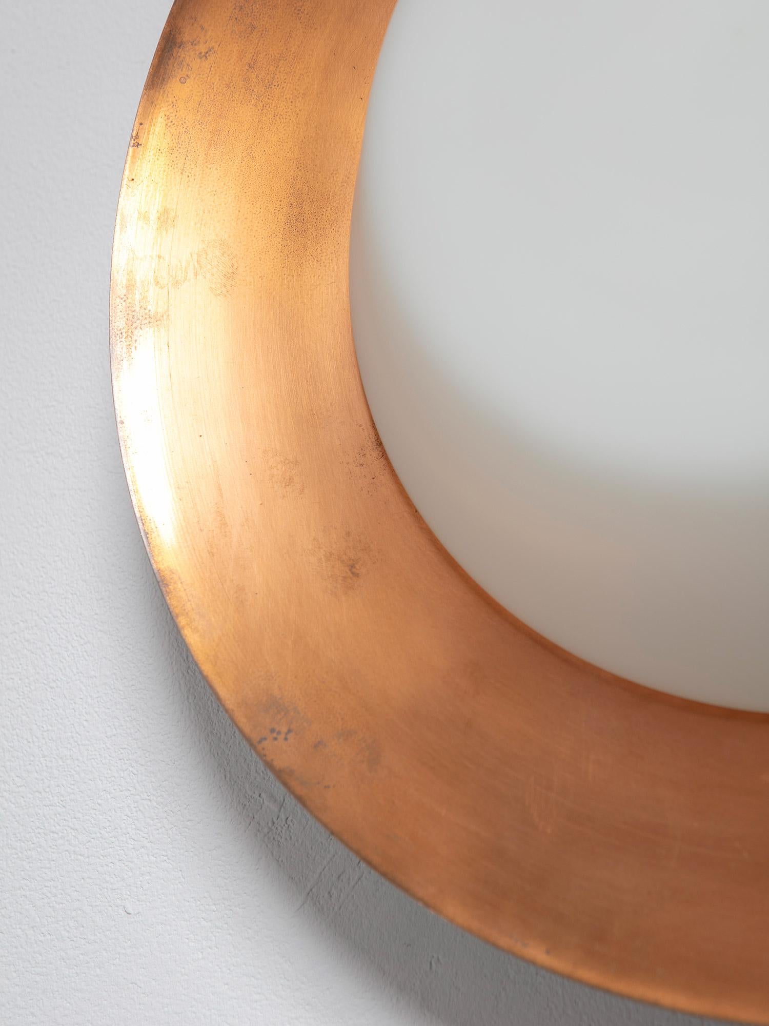 Lámpara de Pared / Techo de Cobre y Opalina by Candle, Italia, Años 50 en venta 2