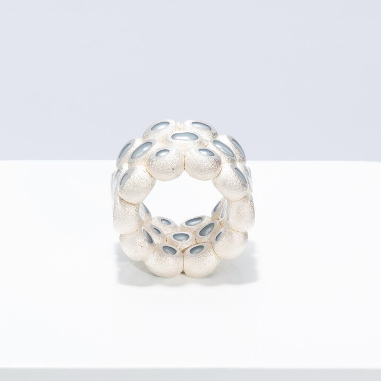 Ambroise Degenève's Unique Copper, Silver 925, Thick Freshwater Pearls Band  Ring For Sale at 1stDibs