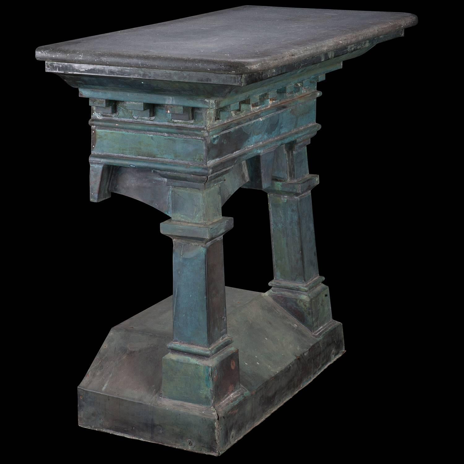 Edwardian Copper and Slate Console Table, England, circa 1900