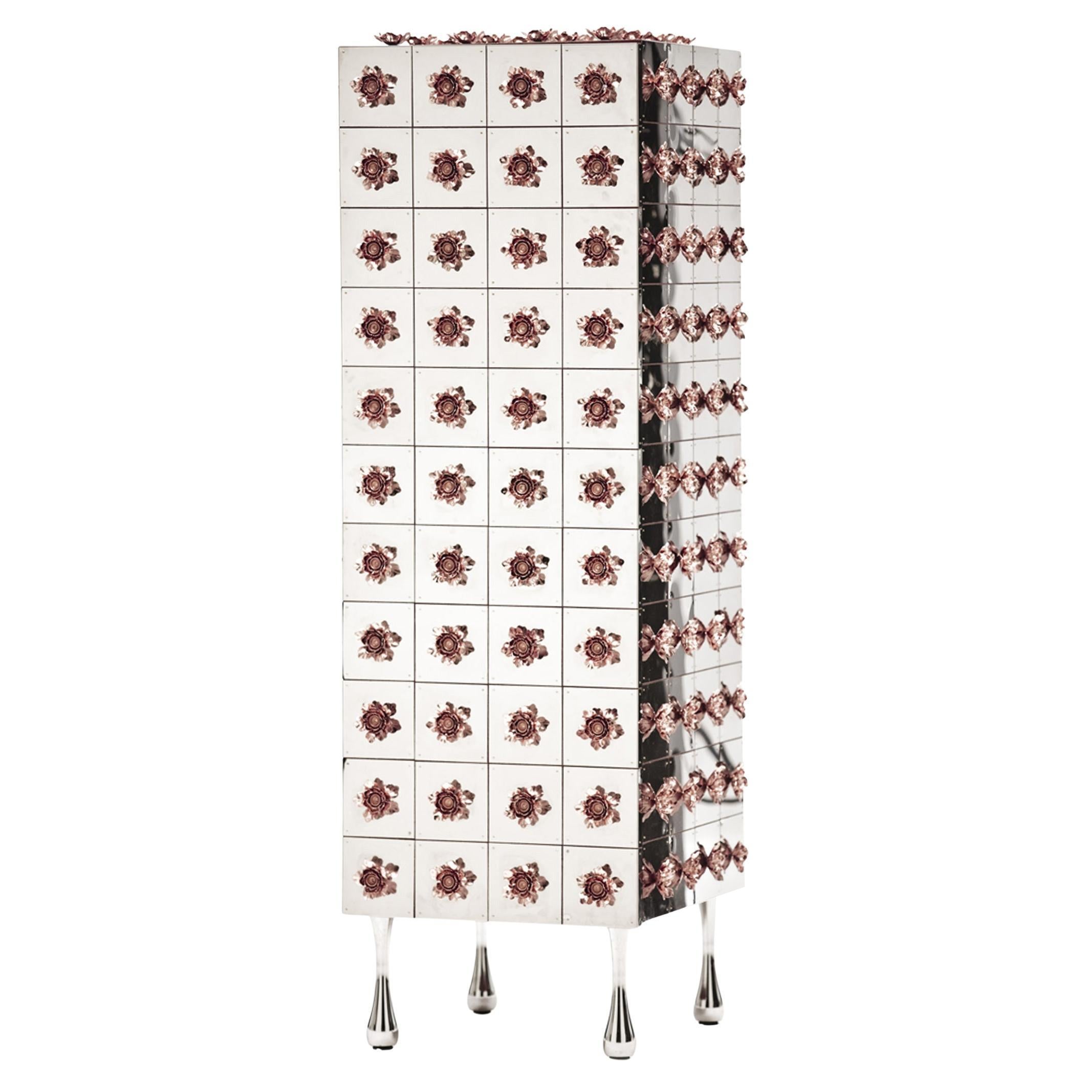 Armadietto per bevande con rosone in rame e acciaio inossidabile, contemporaneo, di Egg Designs