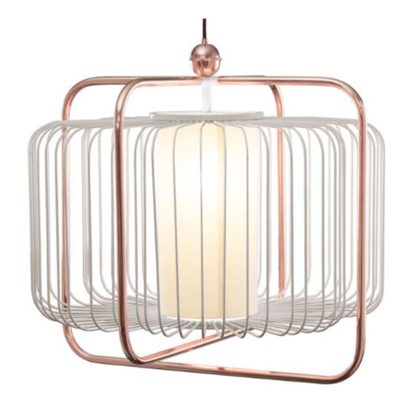 Copper and Taupe Jules I suspension lamp by Dooq
Dimensions: W 63 x D 63 x H 57 cm
Materials: lacquered metal, polished or brushed metal, copper.
abat-jour: cotton
Also available in different colors and