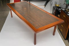 Mid Century Danish Modern Copper and Teak Cocktail Table