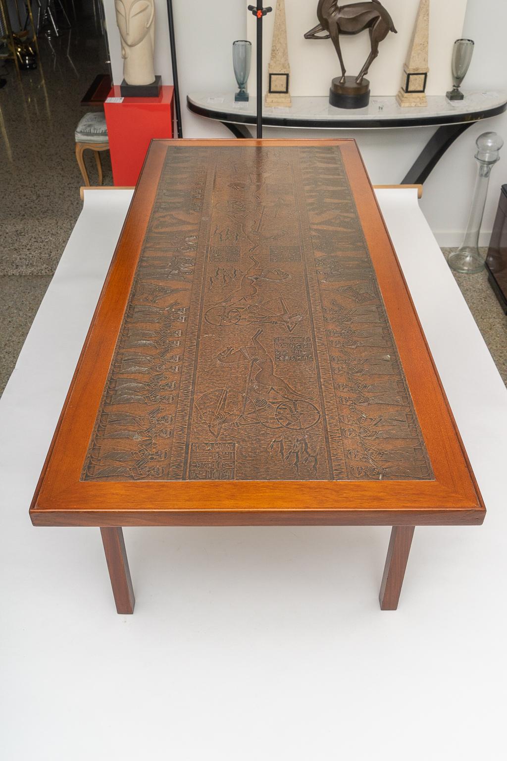 teak and copper coffee table