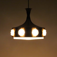 Copper and Teak Pendant Light by Danish Lyskaer, 1970s