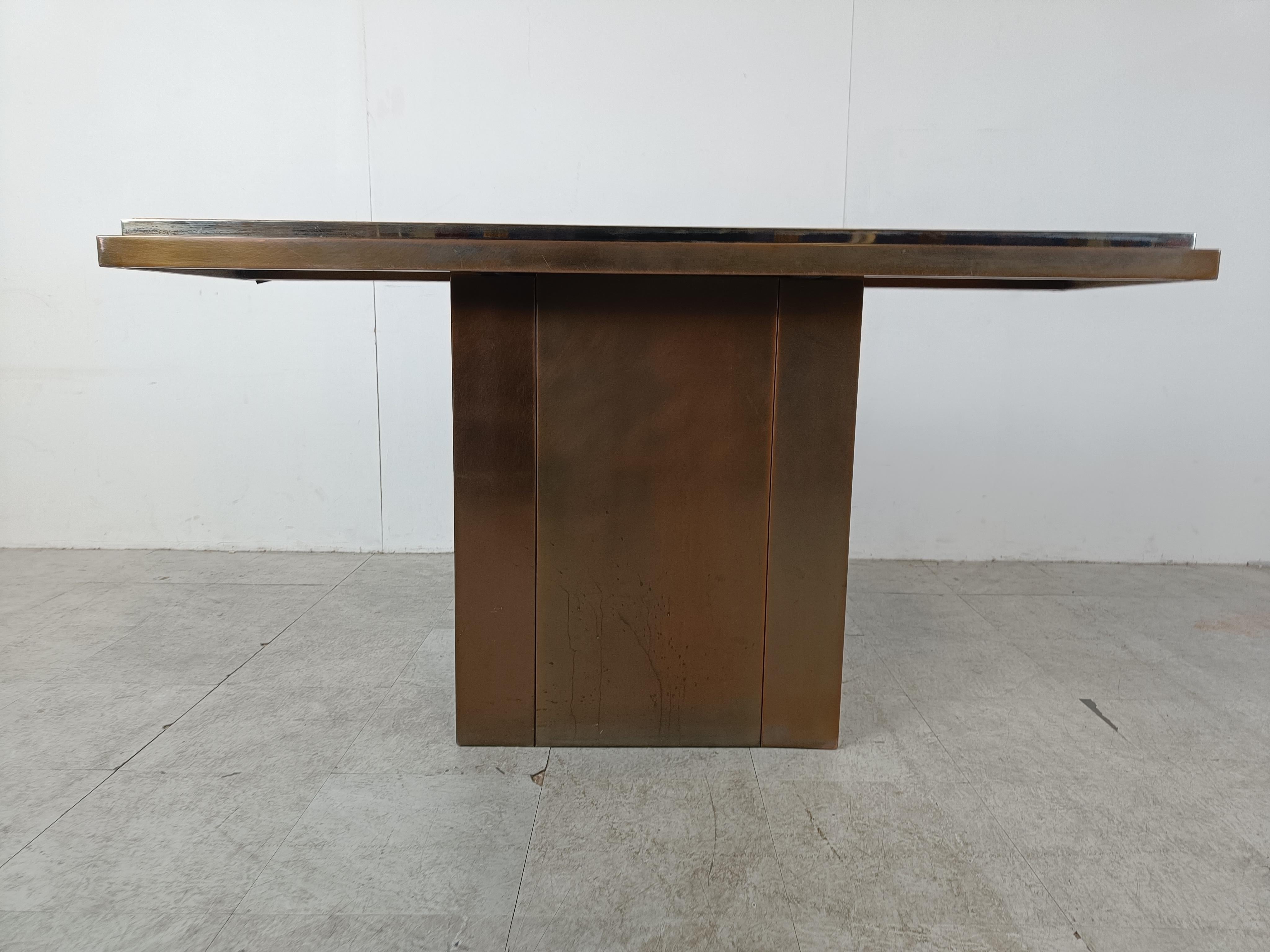 Copper and travertine console by Belgochrom, 1970s In Good Condition In Leuven, Vlaams Gewest