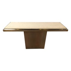 Consola de cobre y travertino by Belgochrom, Años 70