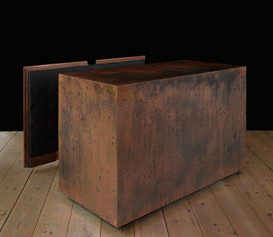 British Copper and Walnut Desk For Sale