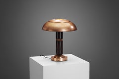 Copper and Wood Art Deco Table Lamp, Europe ca 1930s
