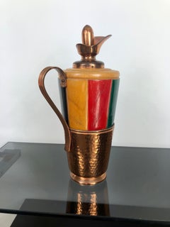 Copper and Wood Thermos Decanter Pitcher by Aldo Tura, Macabo, Italy, 1950s