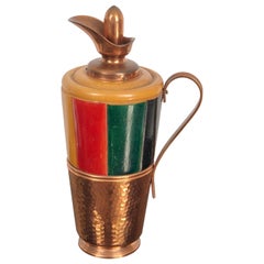 Copper and Wood Thermos Decanter Pitcher by Aldo Tura, Macabo, Italy, 1950s