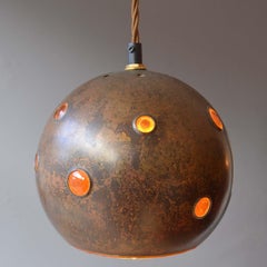 Copper and Yellow Glass Pendant Lamps by Nanny Still McKinney