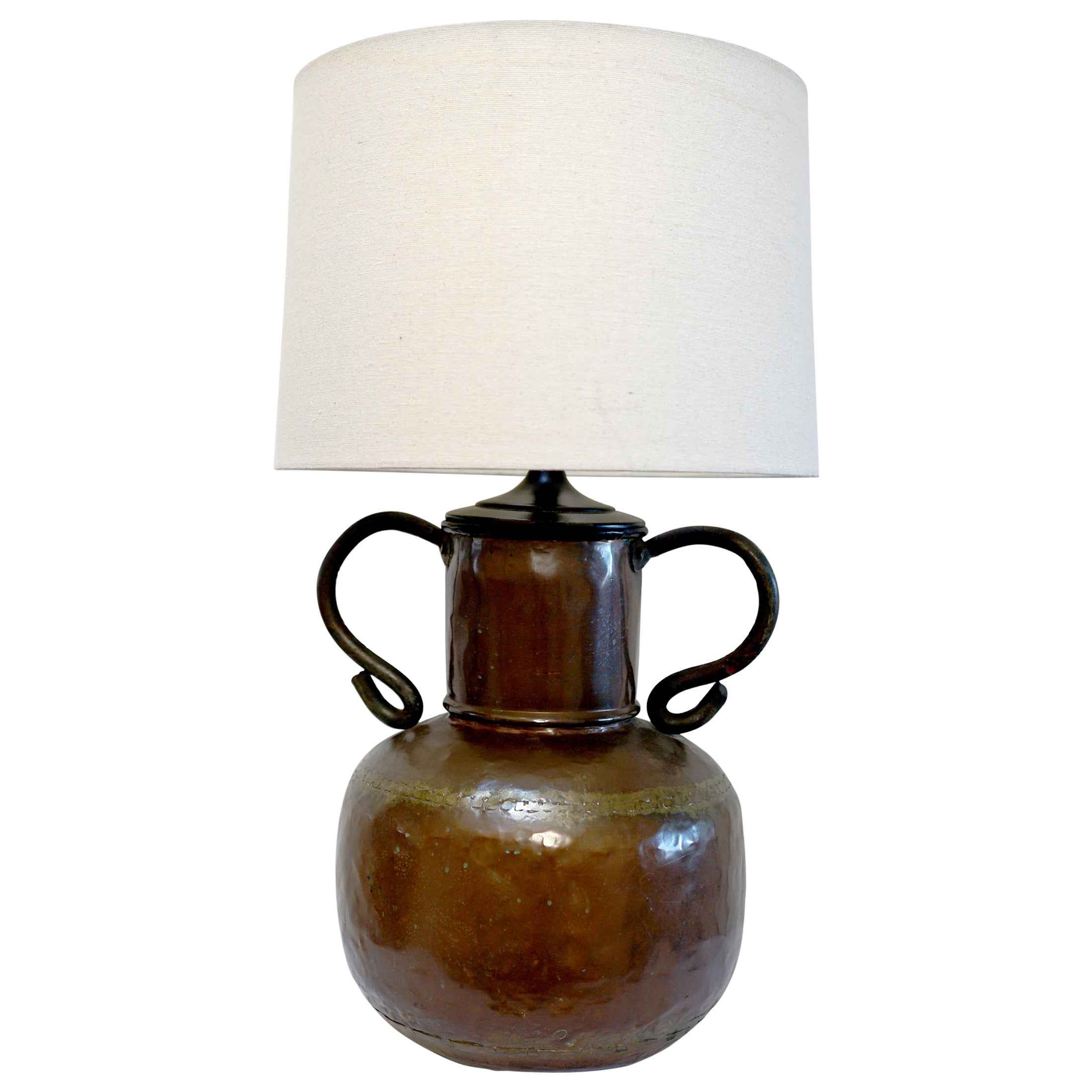 Antike Kupfer-Tischlampe, Arts and Crafts, handgehämmert, Stickley-Stil, Conversion